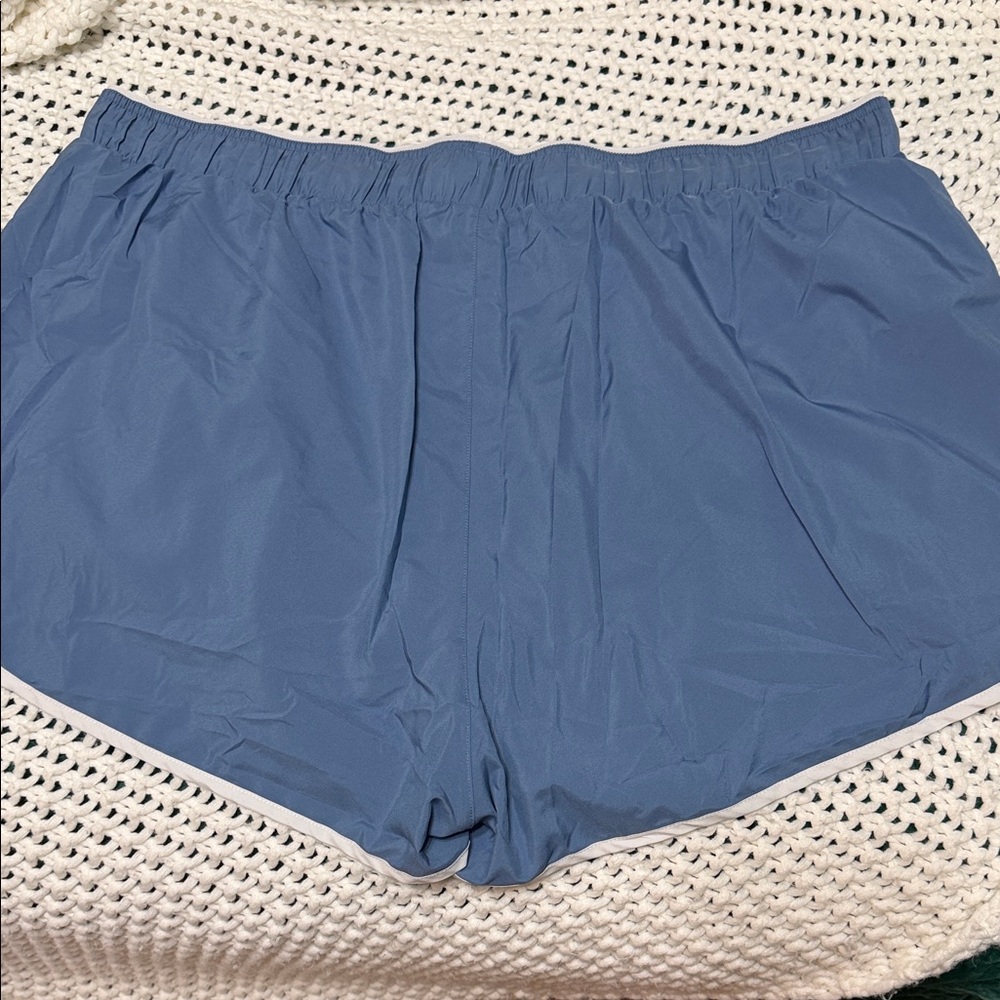 Fabletics Light Blue Athletic Shorts with Cream Trim - Picture 3 of 3